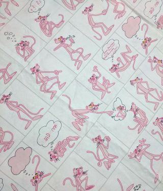 Vtg Pink Panther Duvet Cover 2 Sided Sheets Bedding Fabric Cotton