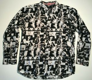 Vintage Rolling Stones Exile On Main Street Riff Stars Longsleeve Dress Shirt Xl