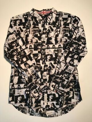 Vintage Rolling Stones Exile On Main Street Riff Stars LongSleeve Dress Shirt XL 2
