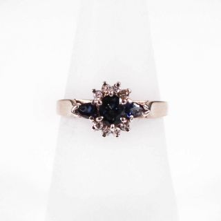 Vintage 9ct Gold,  Blue Sapphire & Diamond Ring Size L1/2 2.  85g 06d - 019