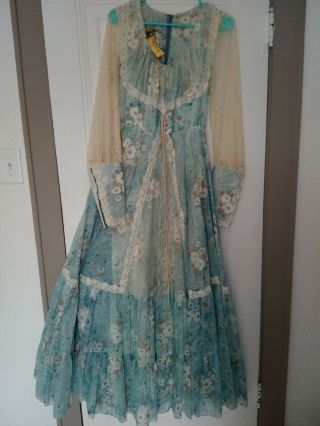 Vintage Long Gunne Sax Dress By Jessica Mcclintock Prairie Lace Victorian Weddin