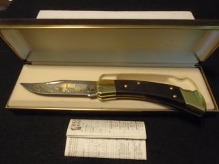 Vintage 1988 Buck 110eb Limited Edition H.  H.  Buck Gold Etch Special W/case Rare