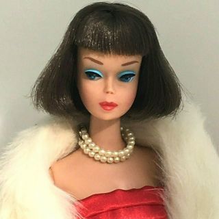 American Girl Long Hair Barbie - 1966 Vintage Silver Brunette High Color