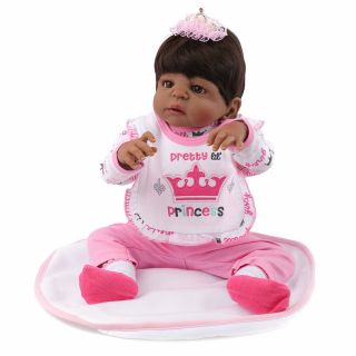 22 " Reborn Baby Dolls African American Birthday Full Body Silicone Girl Gifts