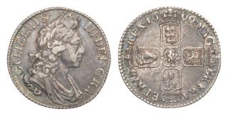 William Iii,  Shilling,  1699,  Fouth Bust,  ‘flaming Hair’.  S.  3515 - Toned - Rare