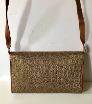 Authentic Vintage GUCCI monogram GG Tapestry Brown LEATHER purse BAG Clutch 5