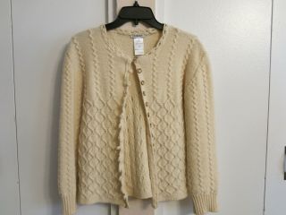 Chloe Italy Vintage Ivory Cable Knit Sweater Button Front Cardigan T/l Brebis