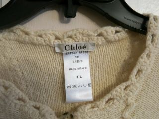 CHLOE Italy vintage ivory cable knit sweater button front cardigan T/L BREBIS 2