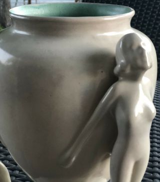 Exquisite RumRill 570 Ivory Stamped Art Deco Athena Triple Nude Vase Rare 1930’s 6