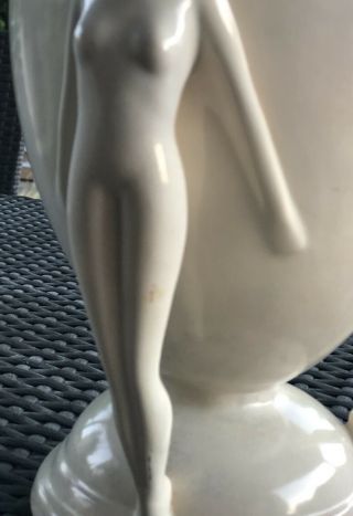 Exquisite RumRill 570 Ivory Stamped Art Deco Athena Triple Nude Vase Rare 1930’s 7