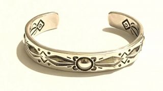 Vintage Navajo Ray Adakai Stamped Sterling Silver Cuff Bracelet (signed)