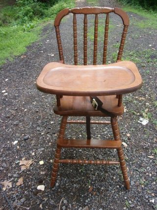 Vintage Jenny Lind Wooden Highchair High Chair 1st Birthday W Safety Strap