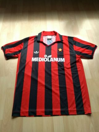 Vintage 1990 - 91 Adidas Ac Milan Football Shirt Mediolanum Mens M Maglia Calciony