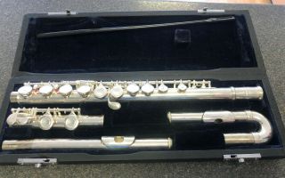 Curved Head Silver Vintage Flute Elkhart With Extra Head