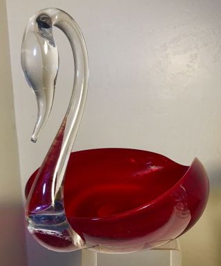 Vintage Pairpoint Glass Red Swan Gunderson Large Size