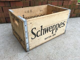 Vintage Wooden Soda Crate Schweppes Wood Beverage Box Dayton Ohio