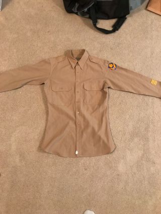 Wwii Us Army Officers Regulation Tan Wool Shirt Long Sleeve.