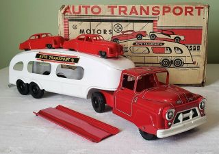 Marx Toys Chevrolet Cab Auto Transport Tt Truck W/cadillac Cars 50 