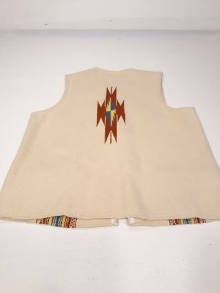 Vintage Ortega ' s Chimayo Mexico Square Vest Woven 100 Wool Indian 1950s60s 5