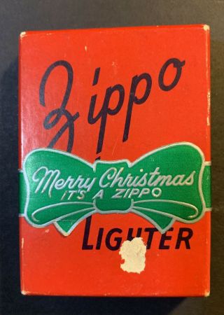 1949 - 50 Zippo w/ Caterpillar Graphic and RARE Red Merry Christmas Box 4