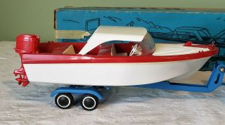 Early Tonka Toys JEEP W/CLIPPER BOAT RUNABOUT SET NO.  516 60 ' s V RARE MIB 5
