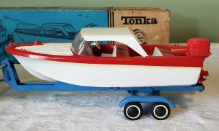 Early Tonka Toys JEEP W/CLIPPER BOAT RUNABOUT SET NO.  516 60 ' s V RARE MIB 7