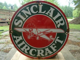 Vintage Sinclair Aircraft Porcelain Gas Station Pump Sign