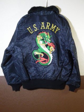 Vtg Timber King Satin Us Army Dragon Souvenir Jacket Usa Made Large