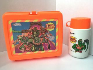 Toxic Crusaders Orange Lunch Box And Thermos 1991 Vintage Tromaville Kaufman