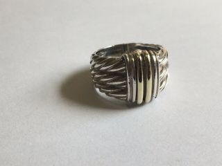 David Yurman Vintage Cable Ring Sterling Silver And 14kt Gold Size 6.  5
