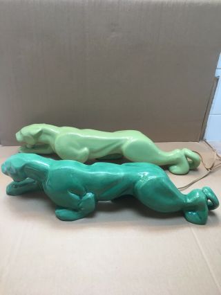 1 - Vintage Panther - 22 In.  Tv Lamp - Mid Century,  Lime Green & Grass Green (choice)