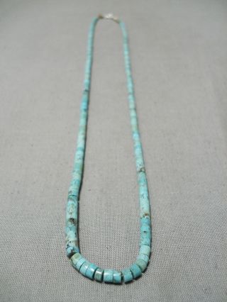 Very Rare Vintage Navajo 8 Turquoise Sterling Silver Heishi Necklace