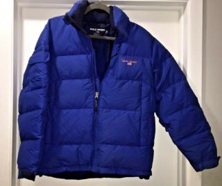 Vintage 1990’s Ralph Lauren Polo Sport Down Fill Blue Puffer Jacket Coat Hood S