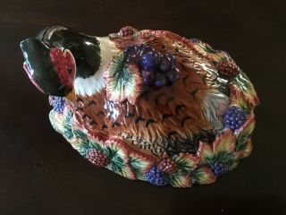 Vintage Fitz and Floyd Autumn Bounty Pheasant Soup Tureen with Ladle Retire 4