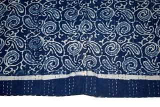Kantha Bedspread King Vintage Bedding Indigo Blue Indian Patchwork Kantha Quilt 4