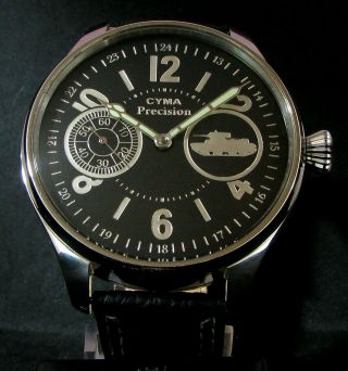 Cyma Precision Vintage Wwii Era Large Steel Wristwatch