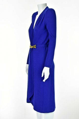 ST.  JOHN Royal Blue Santana Knit Wrap Dress with Belt SIZE M 4