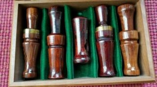 Ducks Unlimited 5 Duck Calls In Wooden Box