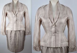 Vintage Thierry Mugler Paris Couture Sz 40 / Us 8 Silk Suit Jacket Skirt
