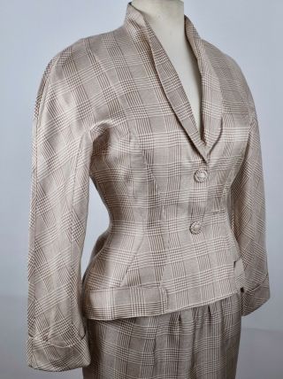 Vintage Thierry Mugler Paris Couture sz 40 / US 8 silk suit jacket skirt 4