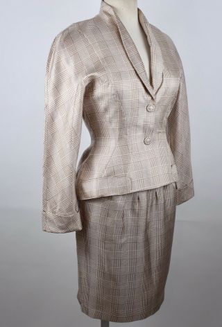 Vintage Thierry Mugler Paris Couture sz 40 / US 8 silk suit jacket skirt 5