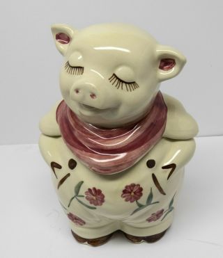 Vintage Shawnee Smiley Pig Cookie Jar Hand Painted 1940 