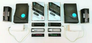 2 Vtg Sony Walkman Models Wm - F100 Dolby Stereo Cassette Players W/ Accessories