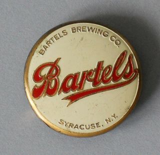 Vintage Enameled Beer Tap Badge Bartels Brewing Company Syracuse York
