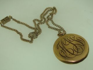 Antique Art Nouveau Gold Filled Locket Pendant Necklace Large Beauty