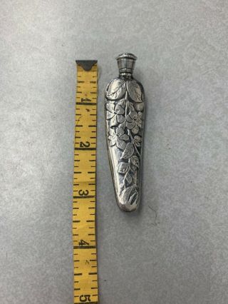 Antique Sterling Silver Repousse Floral Vinaigrette Chatelaine Perfume Bottle