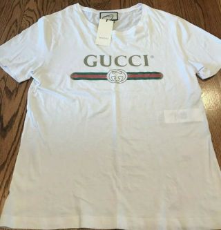 Gucci Short Sleeve Casual T Shirt Men Unisex Size M White Vintage Classic
