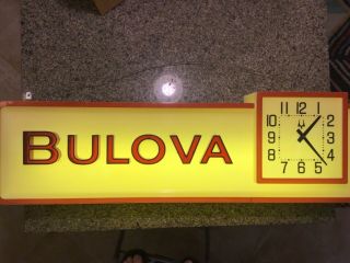 Vintage Bulova Watch Advertising Lights Up And Clock Sign Complete 1981