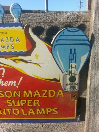 VINTAGE GENERAL ELECTRIC EDISON MAZDA AUTO LAMPS LIGHTS BULBS PORCELAIN SIGN 3