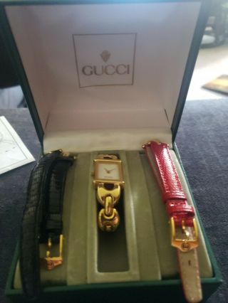 Ladies Gucci Gold Plated Changeable Belt Watch - Swiss Made